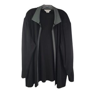 Misook Womens Long Line Jacket Sweater Cardigan Size 2X Black Long Sleeve